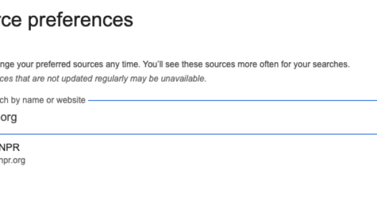 How to make NPR and your local station your preferred news source on Google