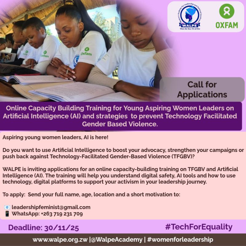 WALPE Opens Applications for Young Women’s Training on AI and Digital Safety
