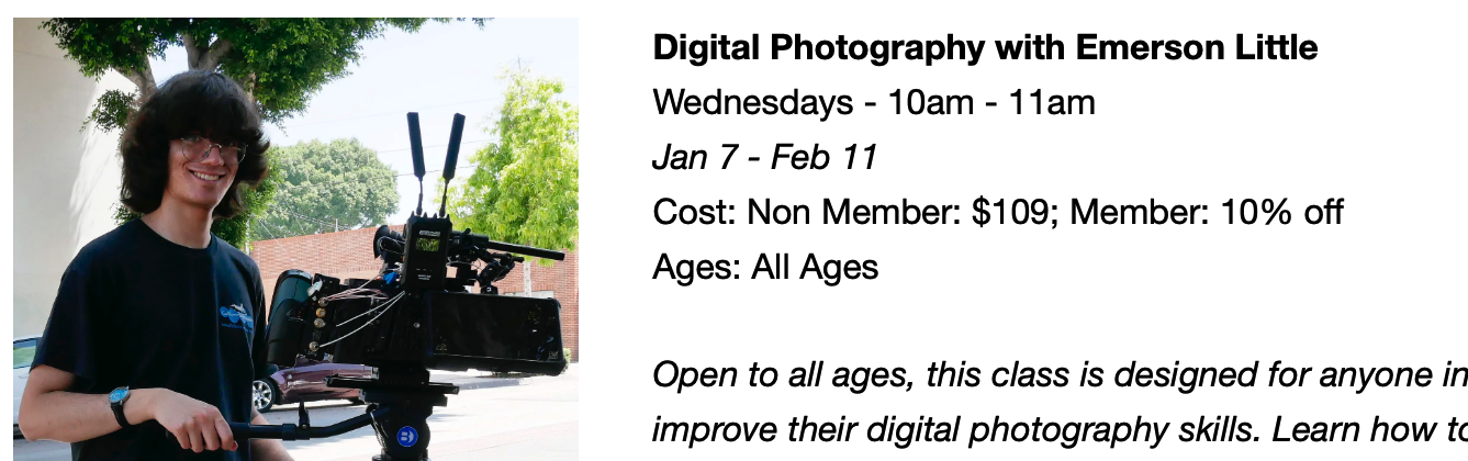 Capture the Moment: Join Emerson Little’s Digital Photography Class Before Registration Ends on December 19