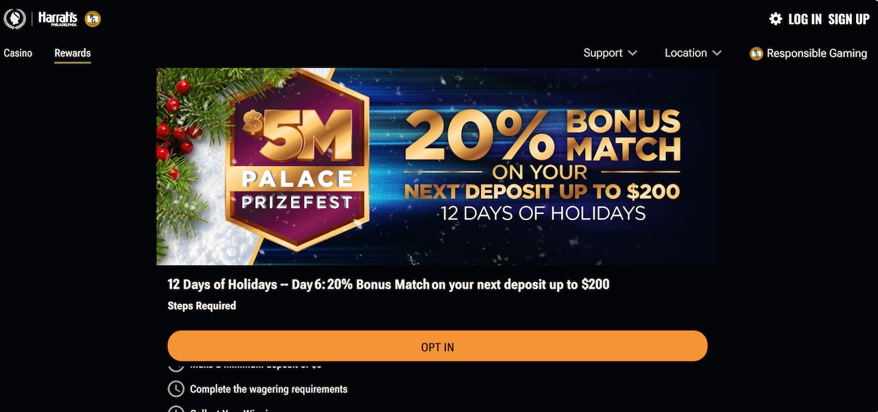 Includes Caesars’ 12 Days of Holidays