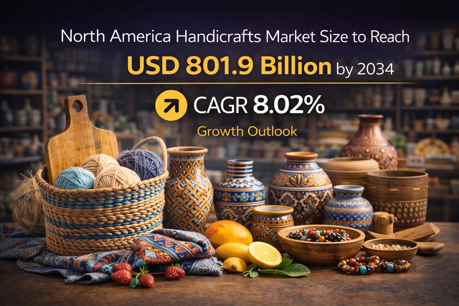North America Handicrafts Market Size to Hit USD 801.9 Billion in 2034 | Grow CAGR by 8.02%