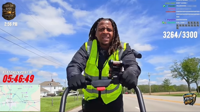 Streamer hit by car in Indiana while walking across country to raise money for children