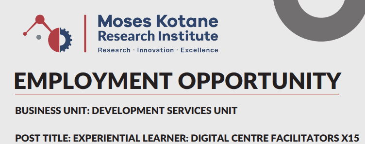 Moses Kotane Research Institute Opens Applications for Digital Centre Facilitators Programme 2026